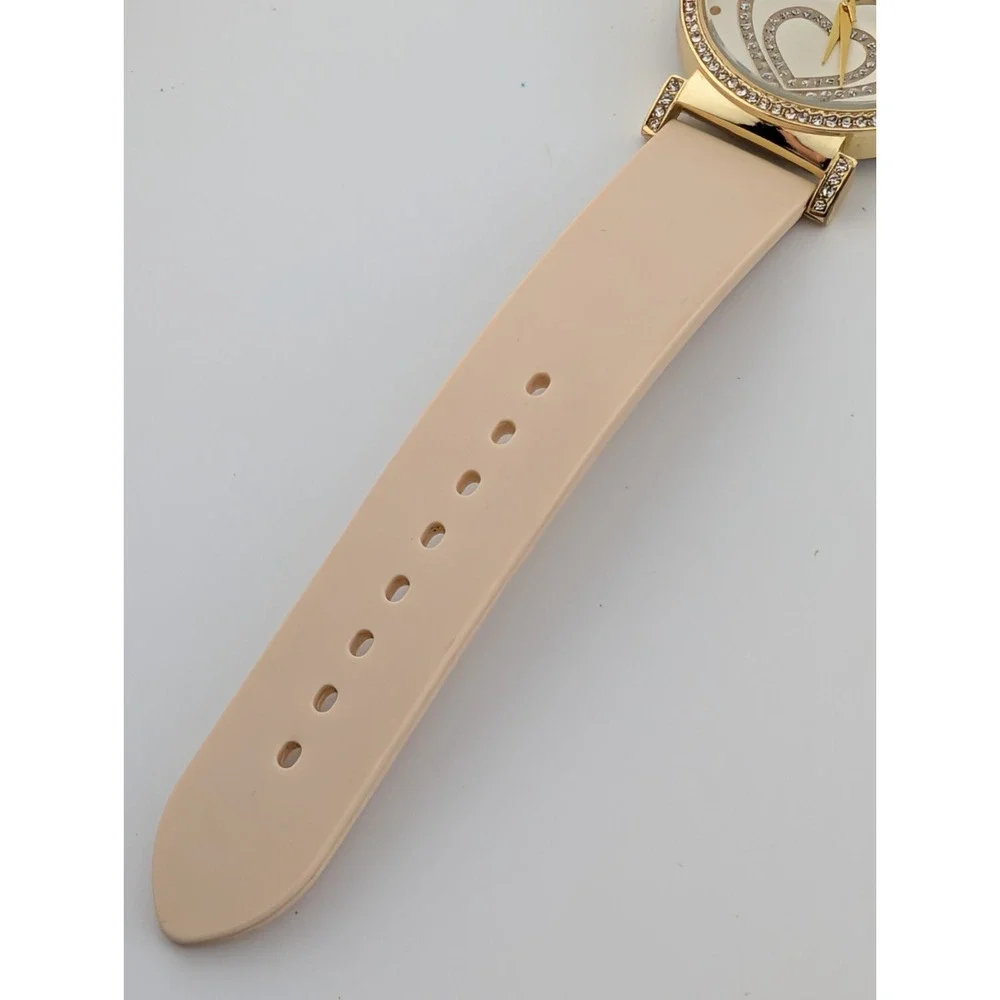 Simone Chic Watch Women 40mm Gold Case Nude Beige Silicone Band- New Battery